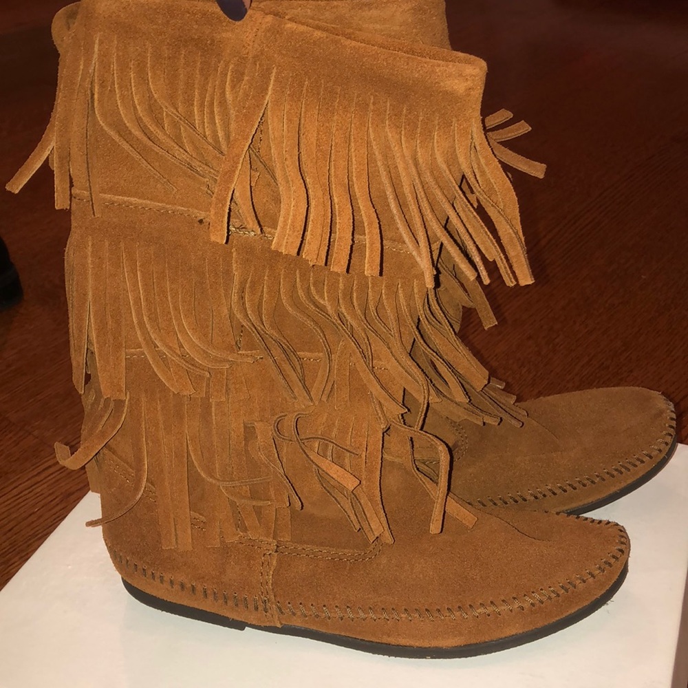 Minnetonka tall tan boots